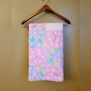 Baby Girl Pastel Purple Pink Quilt | Butterfly | Fairy | Sparkle | Pink Gingham